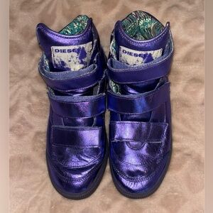 Diesel Purple Metallic Women’s High Top Sneakers size 8